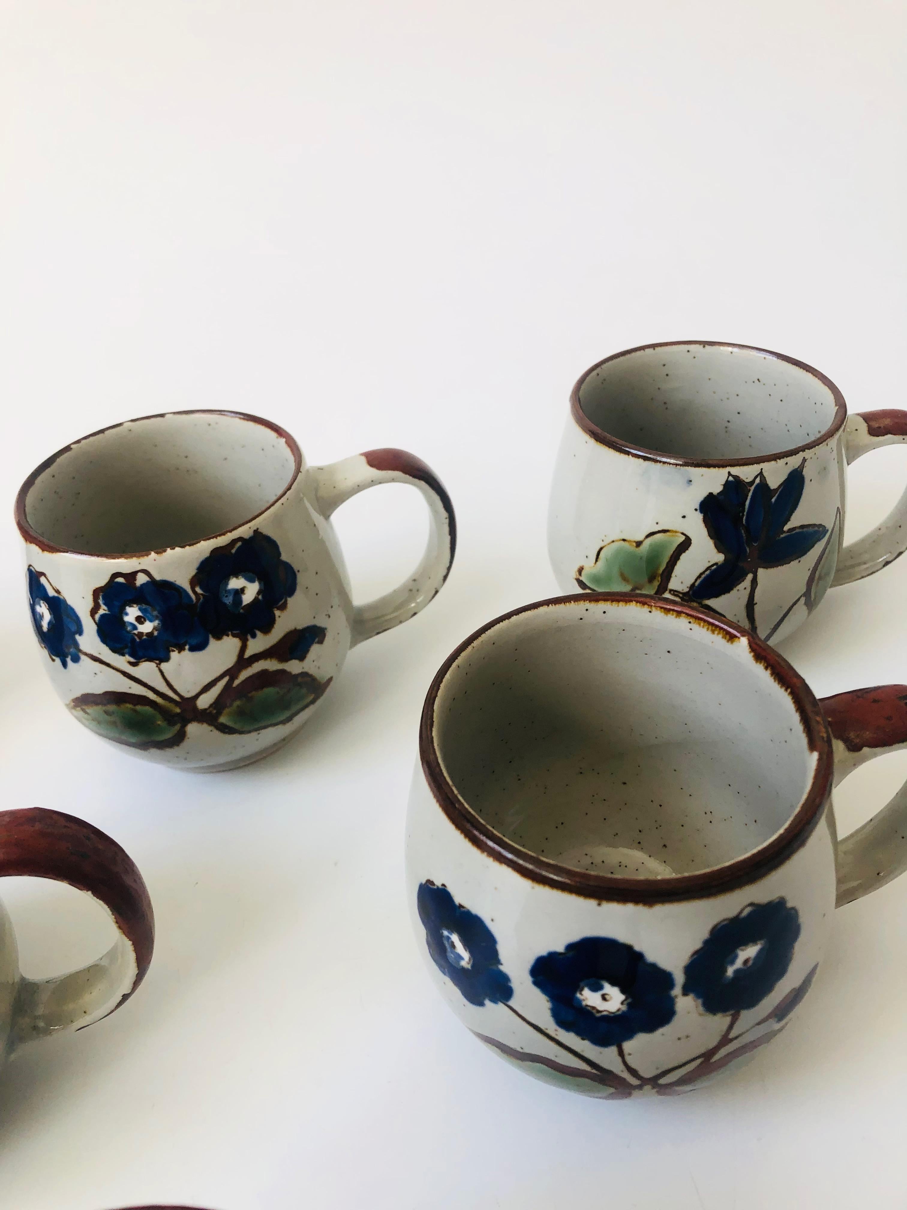 hand painted pottery mugs