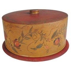 Vintage Hand Painted Folk Art Style Cake Stand with Cover