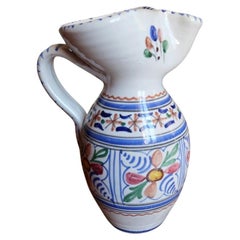 Vintage Hand-Painted Folk Faïence Pitcher, 20th Century — Floral 2C175