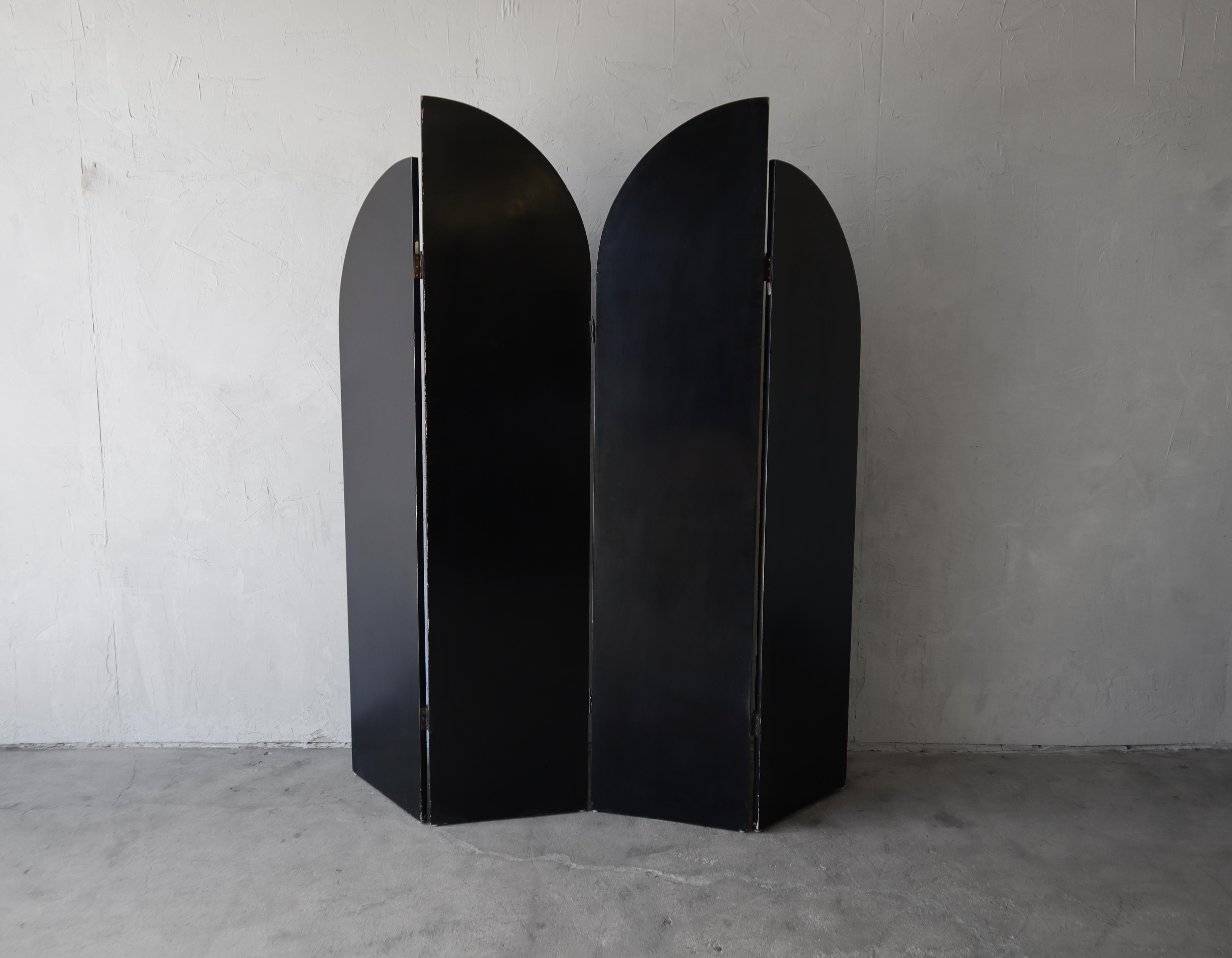 Vintage Hand Painted Four-Panel Screen Room Divider For Sale 1