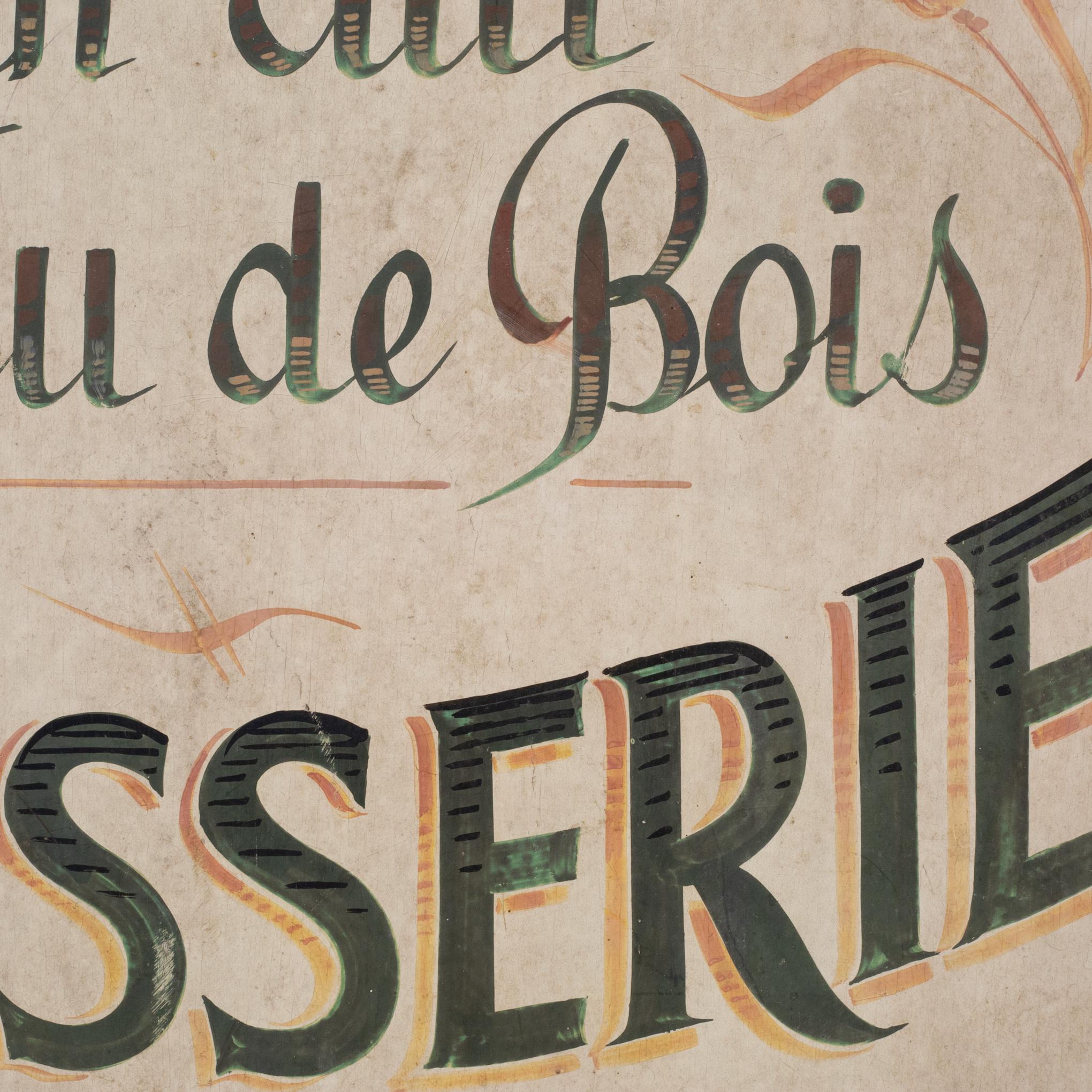 Cartel Vintage Pintado a Mano de Pastelería Francesa c.1930-1940 Francés en venta