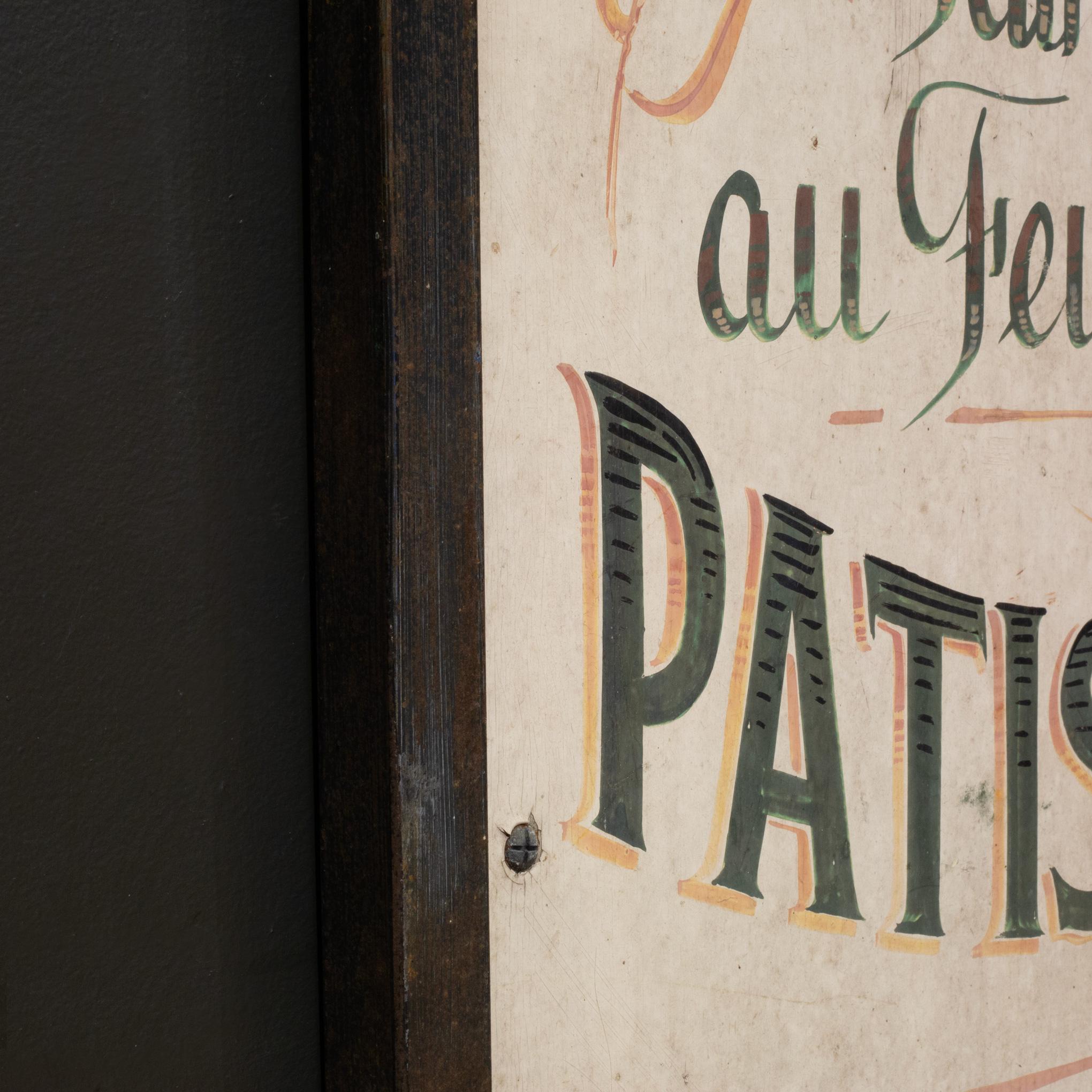 Cartel Vintage Pintado a Mano de Pastelería Francesa c.1930-1940 siglo XX en venta