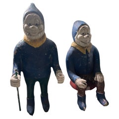 Vintage Hand-Painted Garden Gnomes Set, Cast Concrete, France, 1960
