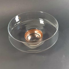 Vintage Hand-Painted Glass Serving Dish with Pedestal, 1960s