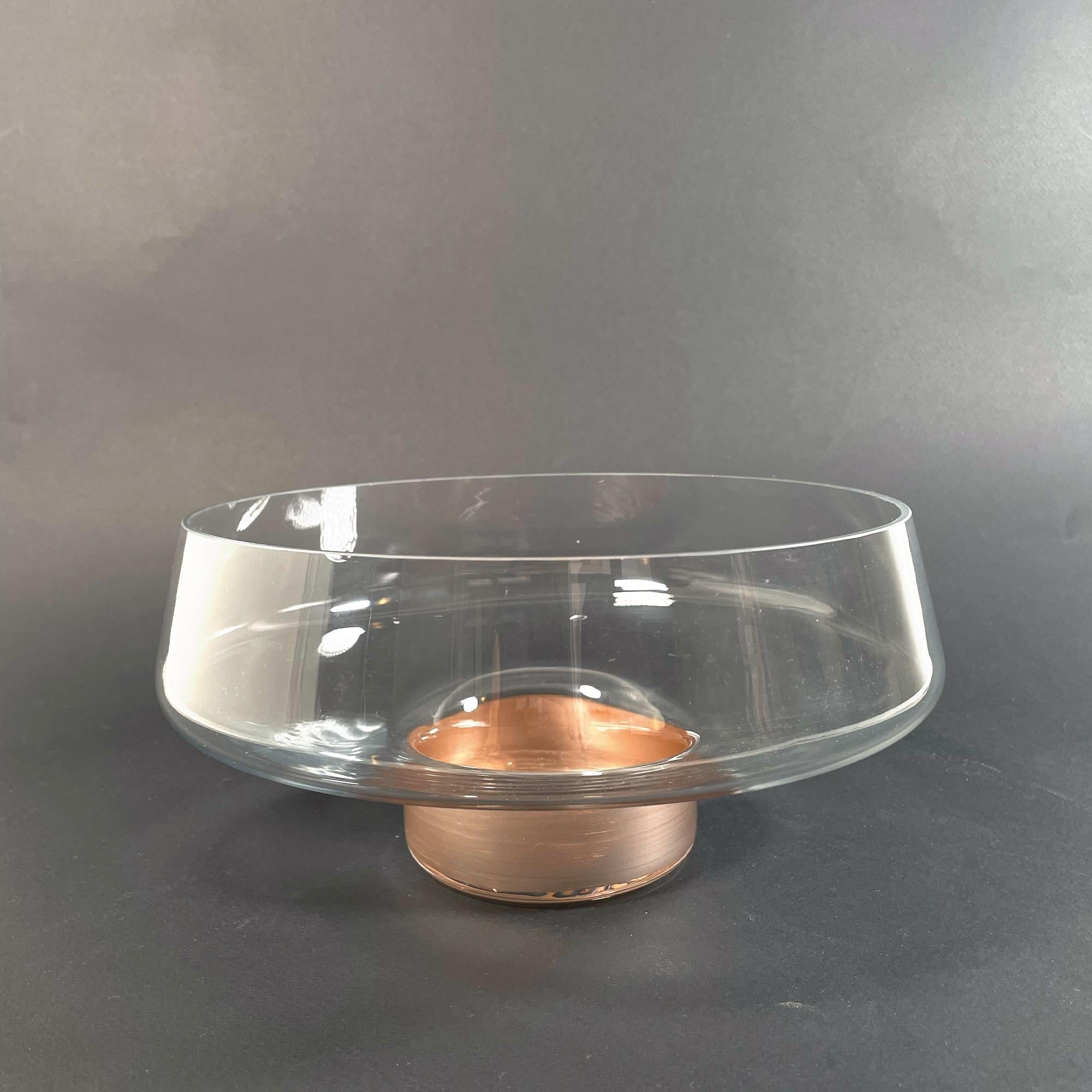 Vintage Hand-Painted Glass Serving Dish with Pedestal, 1960s In Good Condition For Sale In PARIS, FR