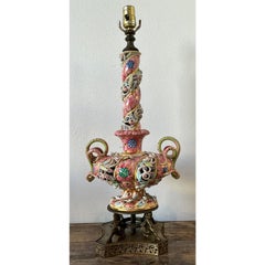 Vintage Hand Painted Glazed Ceramic Lamp