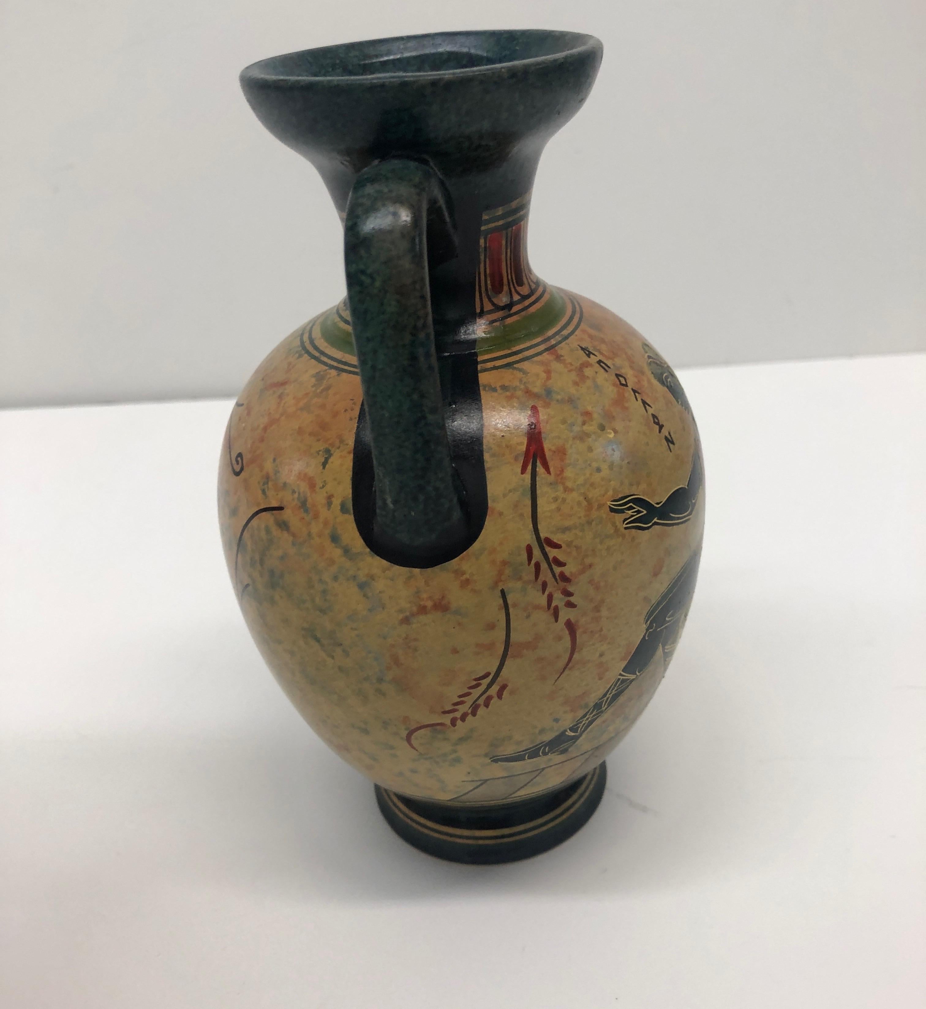 Hand-Crafted Vintage Hand Painted Greek Amphora