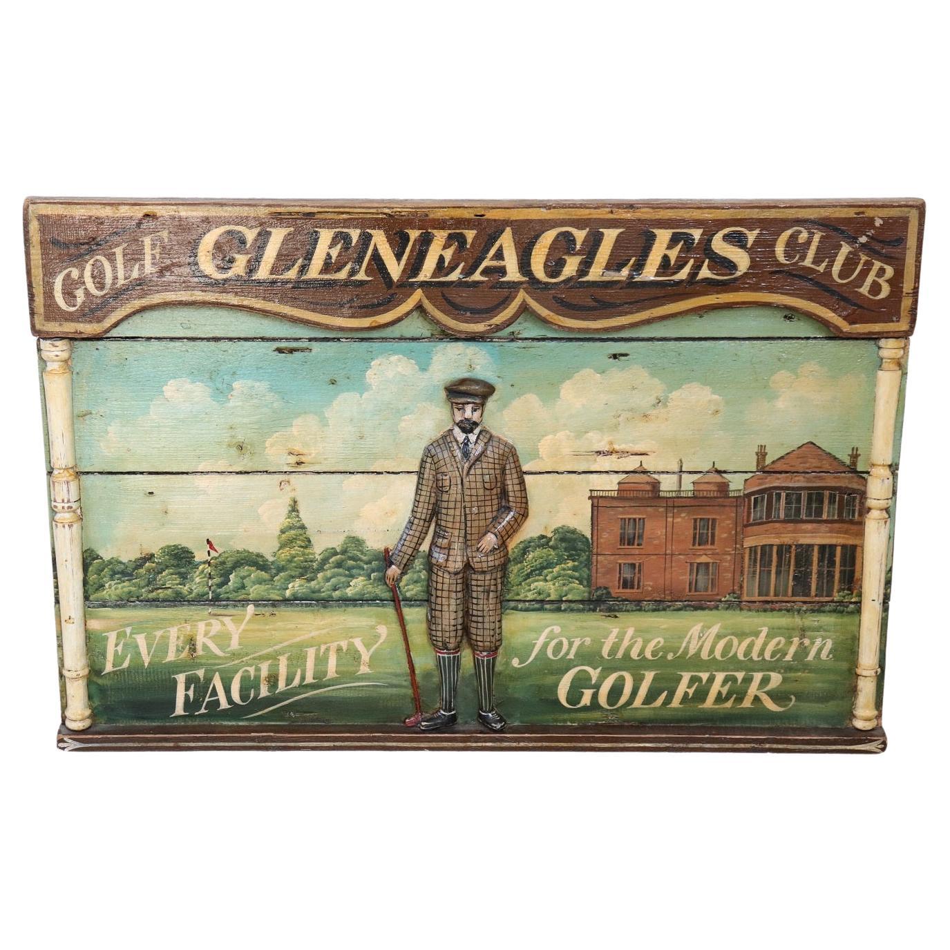 Vintage Hand Painted Historic Golf Club Sign on Wood, 1920s