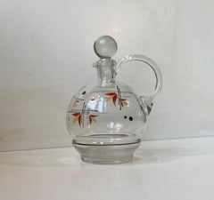 Vintage Hand Painted Holmegaard Glass Decanter by Jacob E. Bang, 1950s