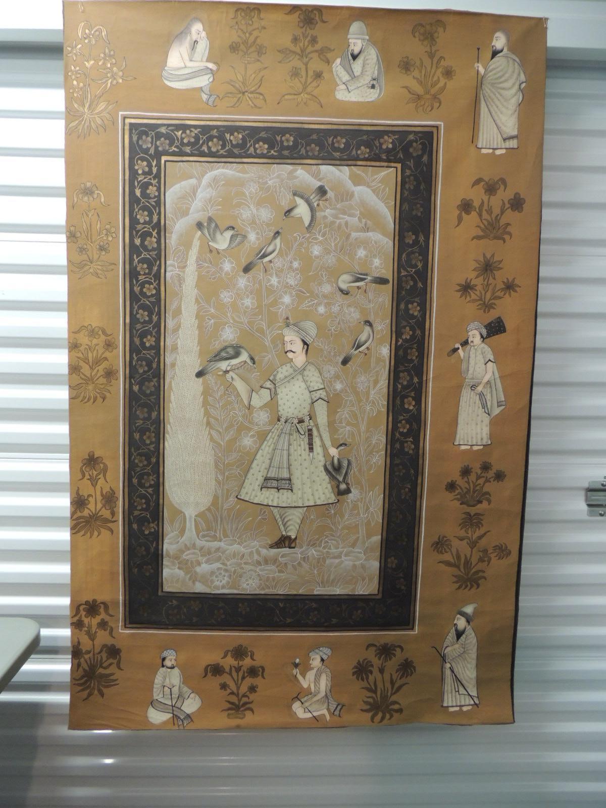 Vintage Hand Painted Indian Portrait of a Noble Man In Good Condition In Oakland Park, FL