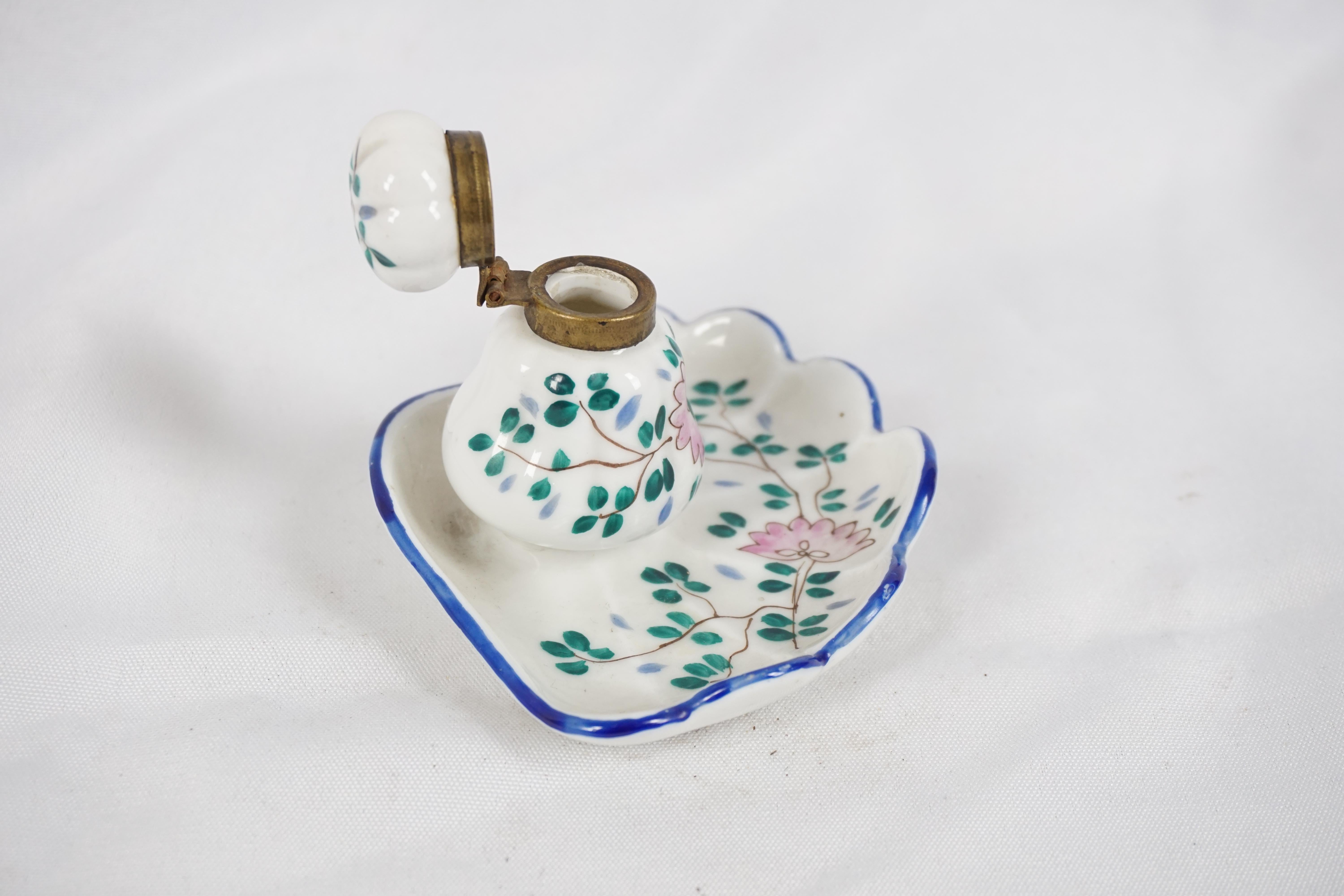 Mid-20th Century Vintage Hand Painted Inkwell, China Inkwell, Scotland For Sale