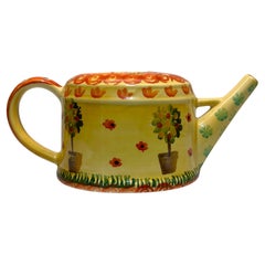Vintage Hand-Painted Italian Ceramic Watering Can Made for Neiman Marcus Vintage Hand-Painted Italian Ceramic Watering Can Made for Neiman Marcus