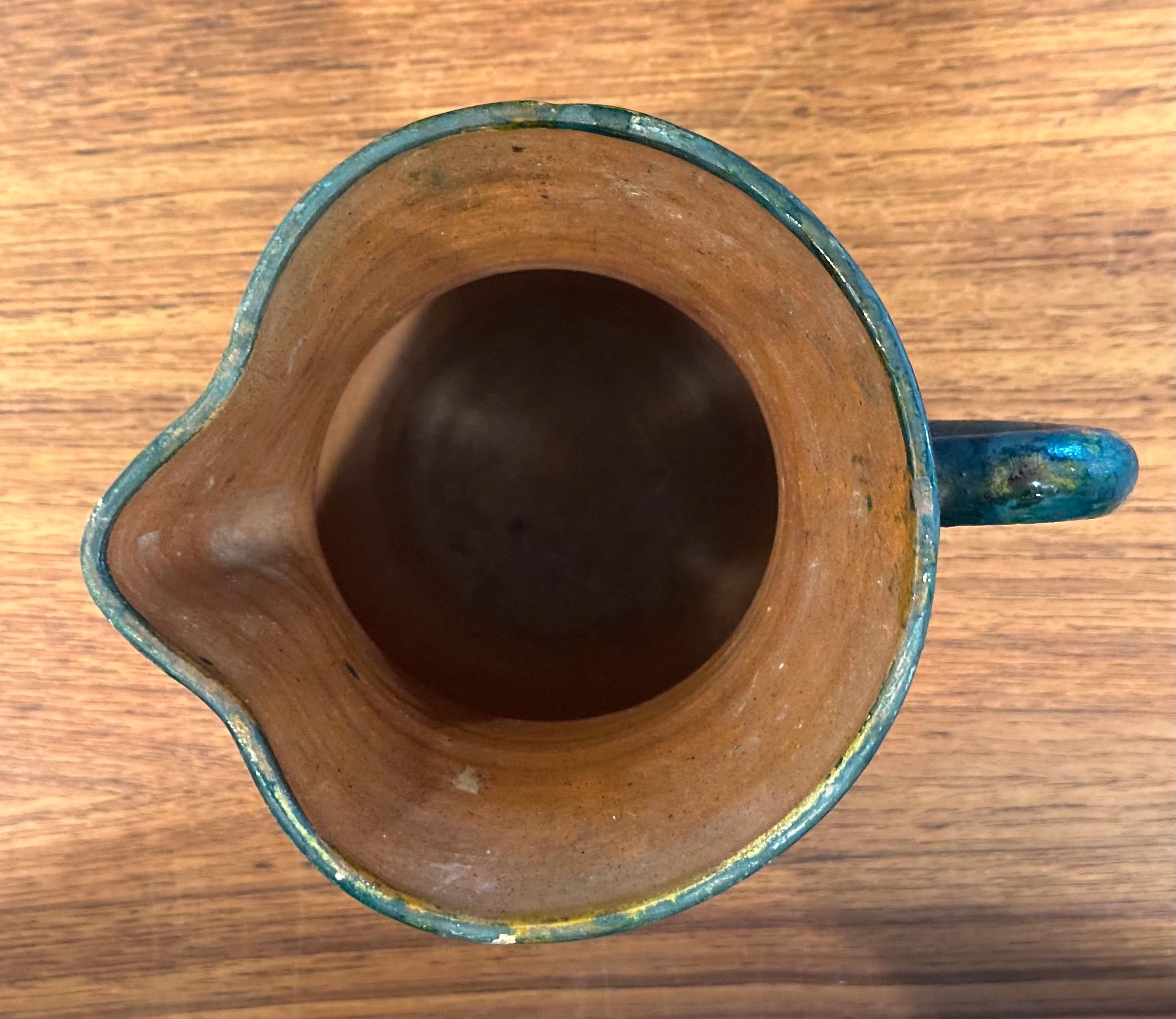 Vintage Hand-Painted Italian Pottery Water Pitcher by Montopola Arno For Sale 7