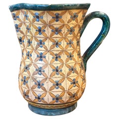 Vintage Hand-Painted Italian Pottery Water Pitcher by Montopola Arno
