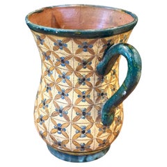 Brocca d'acqua d'epoca in ceramica italiana dipinta a mano di Montopola Arno