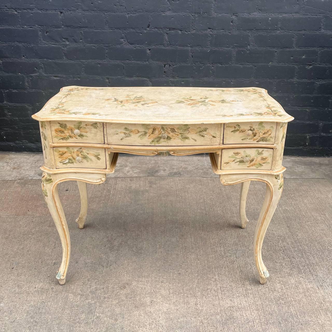 Vintage Hand-Painted Italian Provincial Style Desk In Good Condition In Los Angeles, CA