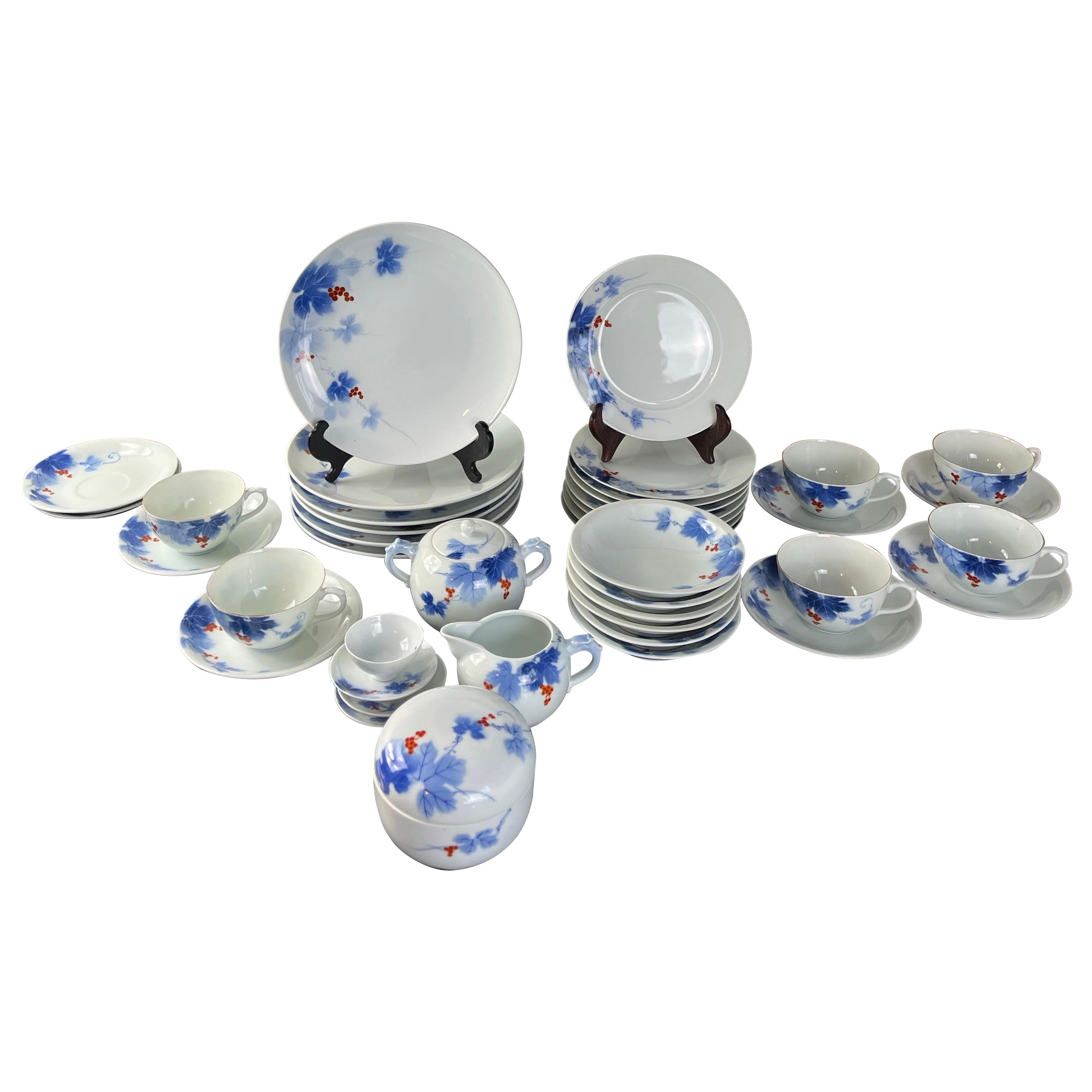 Vintage Hand Painted Japanese Porcelain Dinner Tea Service