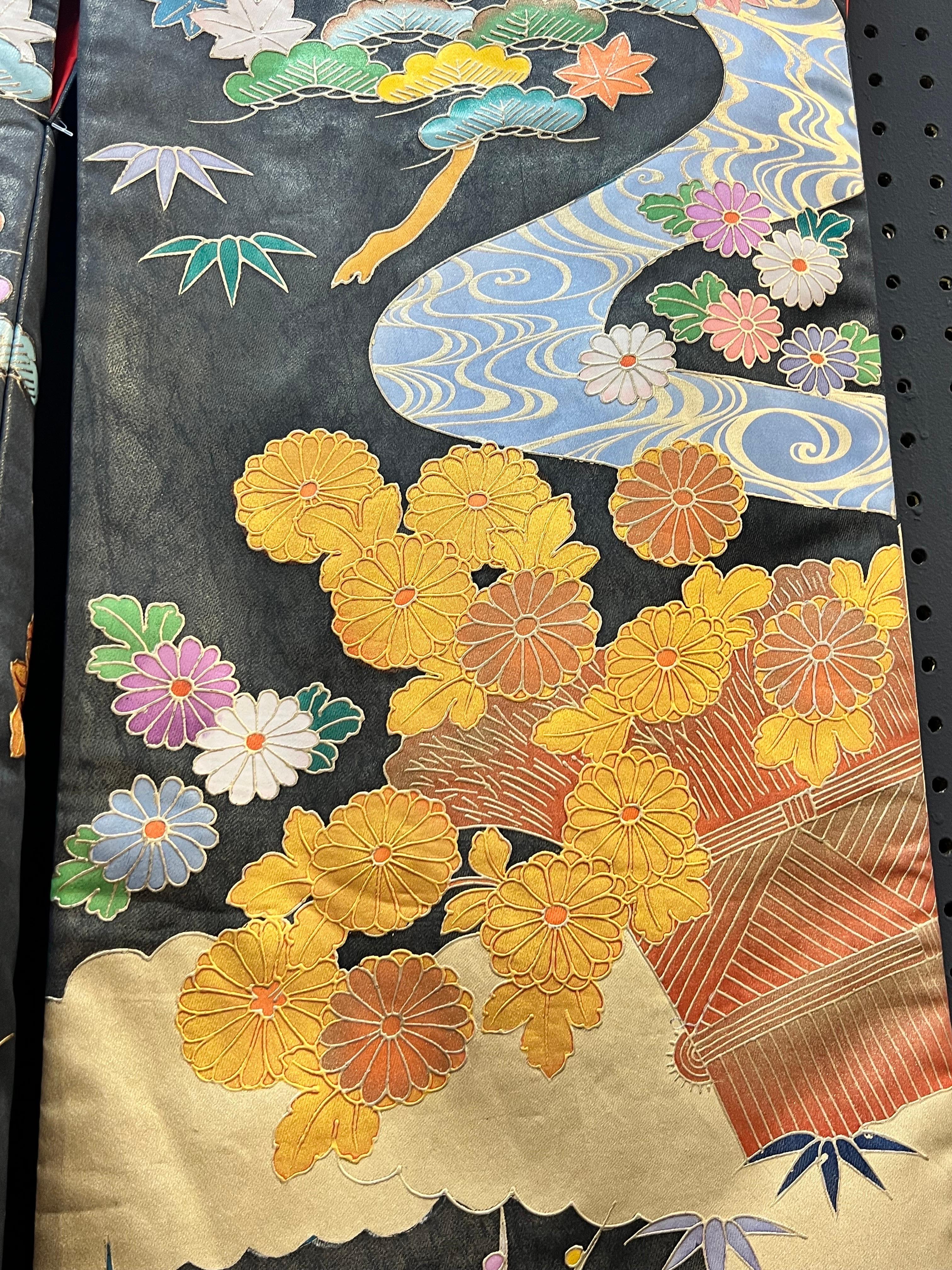 Vintage Hand-Painted Japanische Hochzeit Kimono  im Angebot 4