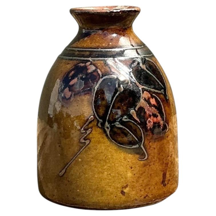 Vintage Hand Painted Leaves Studio Pottery Vase
