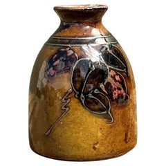 Vintage Hand Painted Leaves Studio Pottery Vase