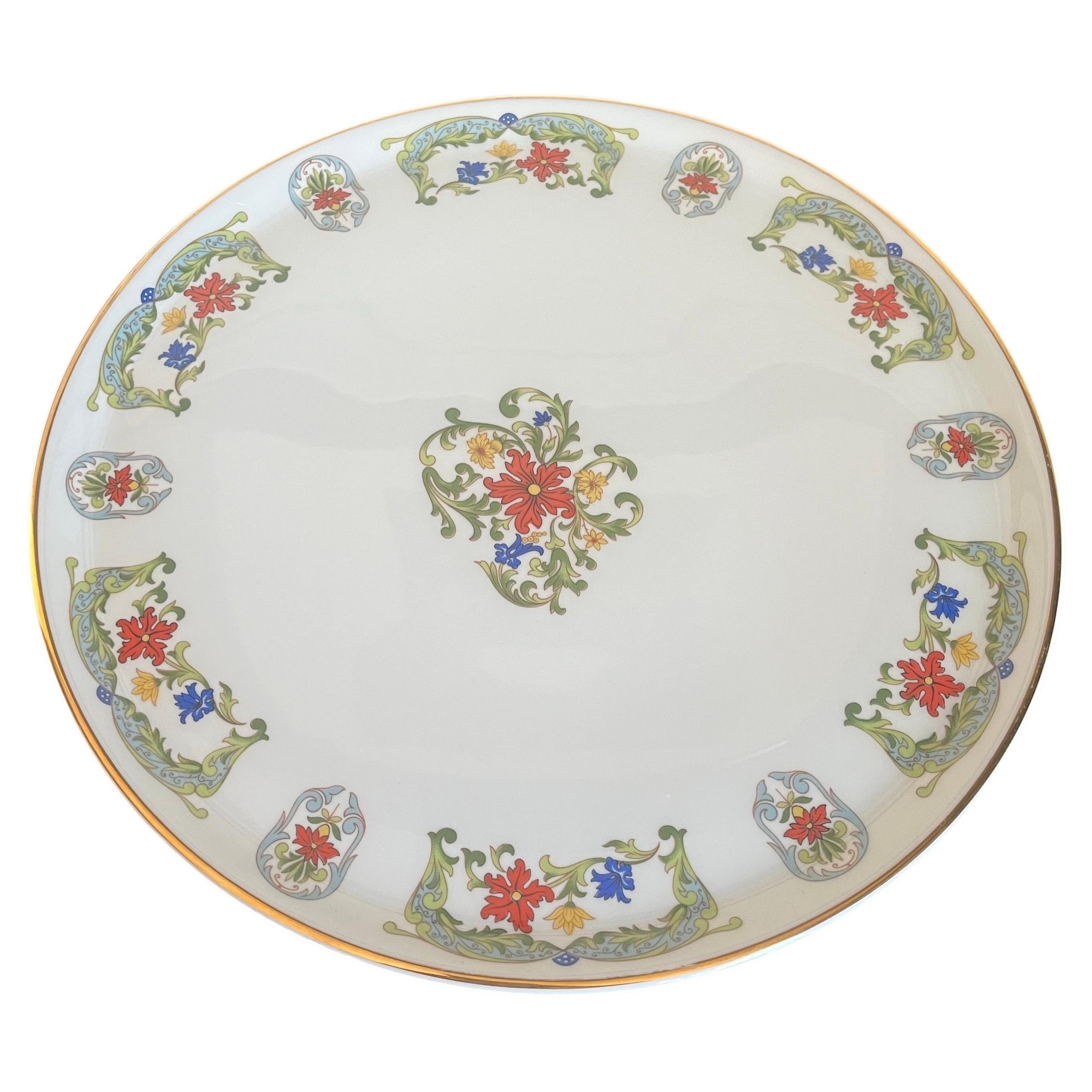 Vintage Hand-Painted Limoges Porcelain Serving Platter Cake Plate, Neoclassical For Sale