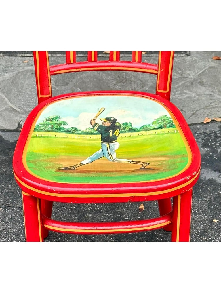 Vintage Hand Painted Little League Baseball Red Klismos Chair, Mid-20th ...