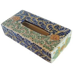 Vintage Hand Painted Mexican Ceramic Tissue Box Cover