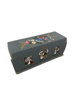 Vintage Hand-Painted Norwegian Folk Art Storage Chest or Blanket Trunk
