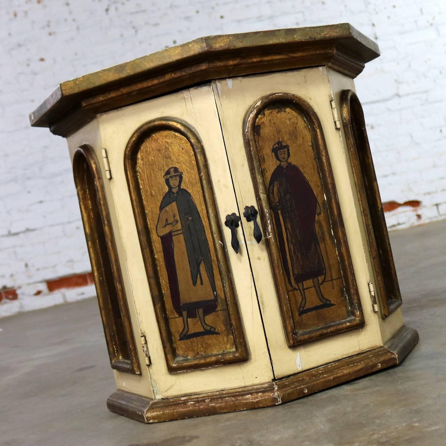 vintage octagon end table with storage