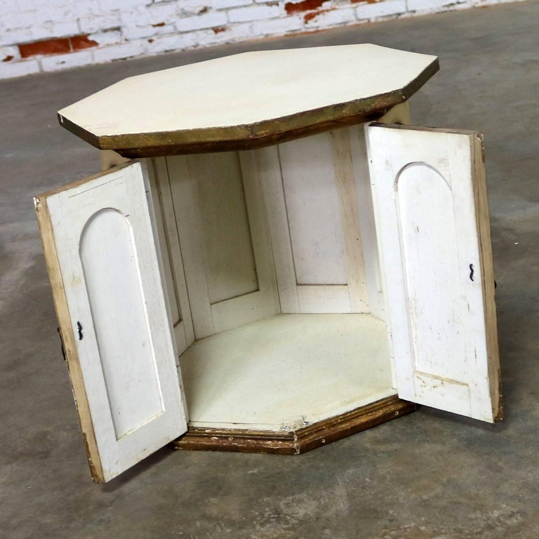 Vintage HandPainted Octagon Drum Side Table Attributed Arte De Mexico For Sale at 1stDibs