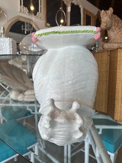 Vintage Hand Painted Palm Beach Snail Garden Stand Side End Drink Table