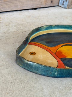 Vintage Hand Painted Papier-Mâché Fish Serving Tray, Made in Mexico