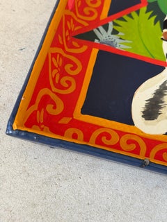 Plateau décoratif vintage en papier mâché peint à la main représentant un zèbre, de la marque « The Mole Hole »