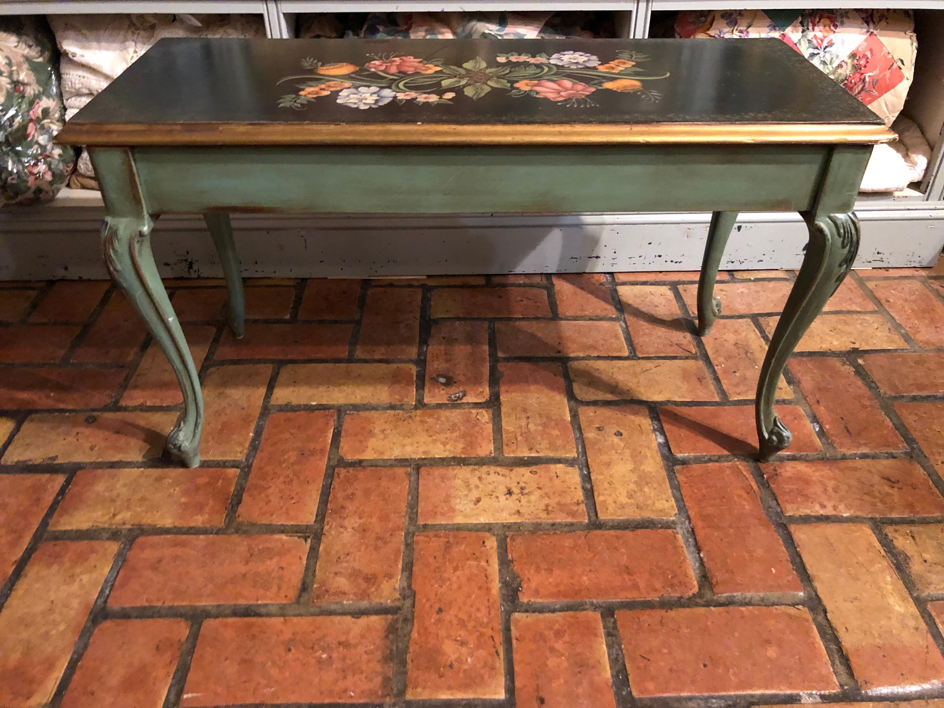 Vintage Hand Painted Piano Bench 1