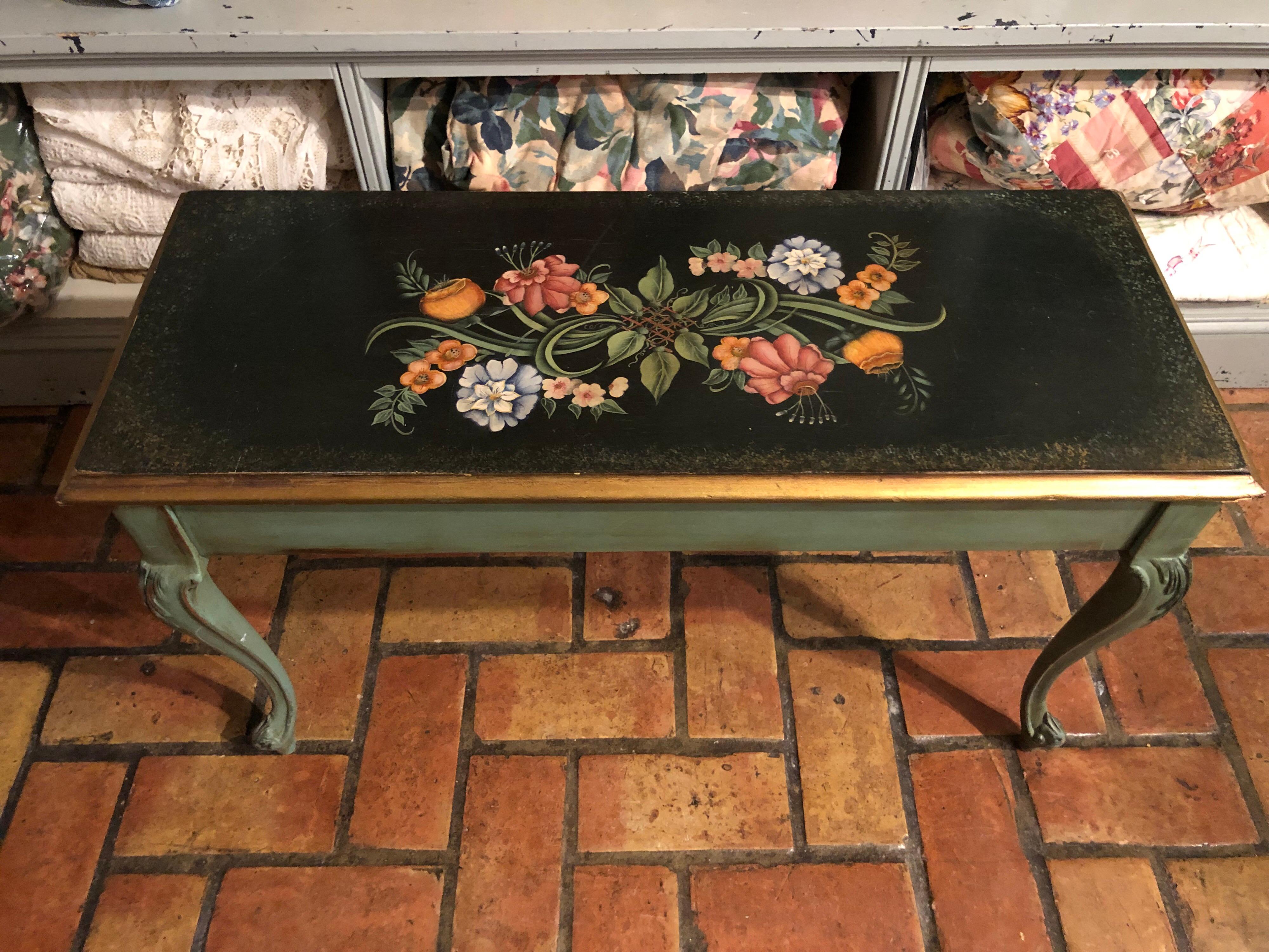 Vintage Hand Painted Piano Bench 5