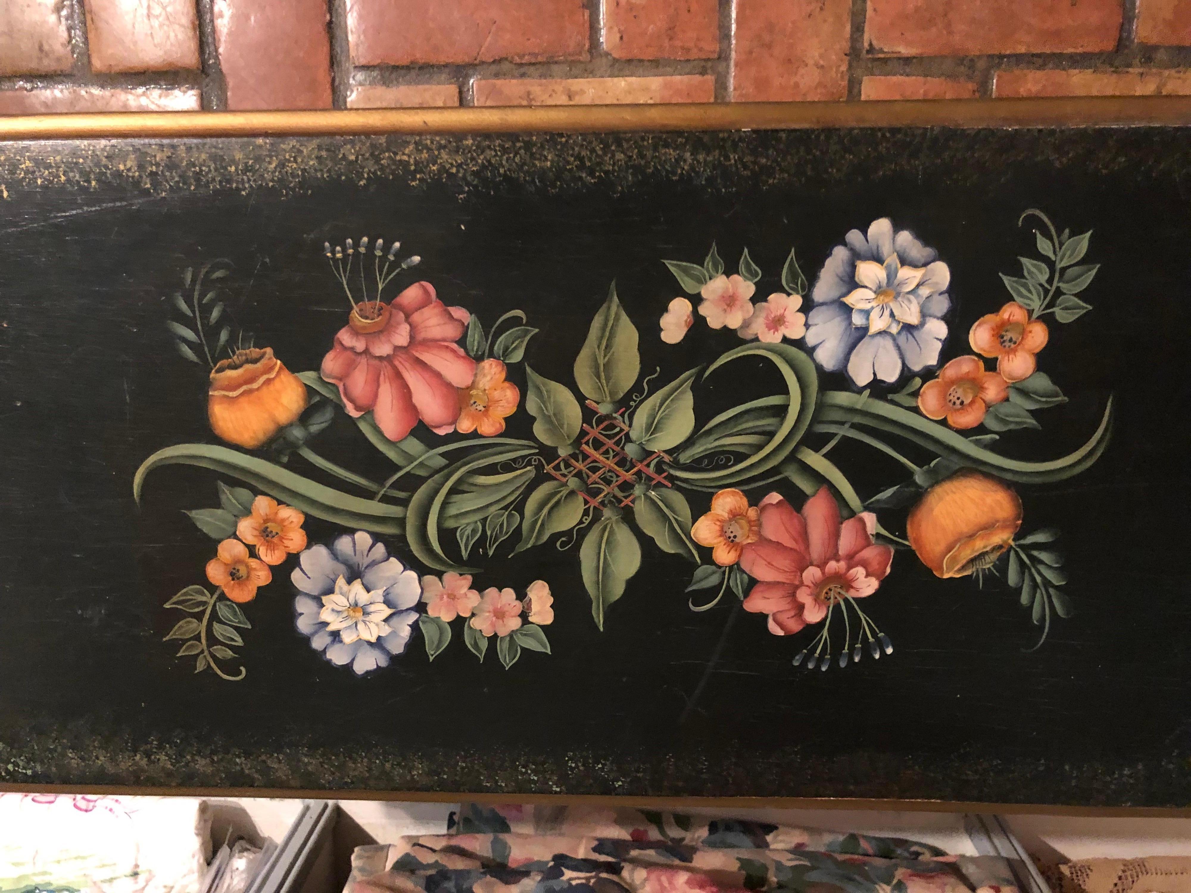Country Vintage Hand Painted Piano Bench