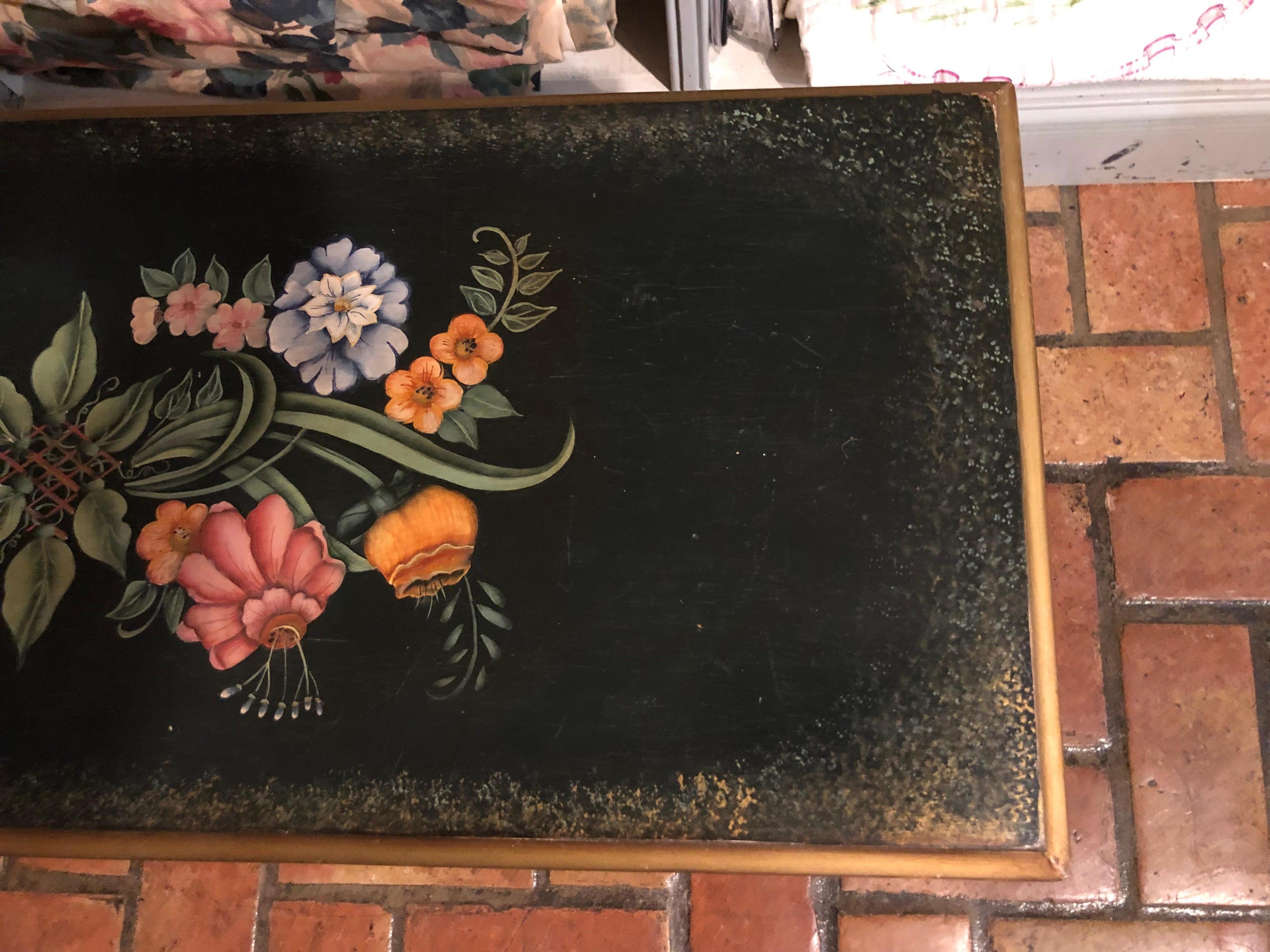 Mid-20th Century Vintage Hand Painted Piano Bench