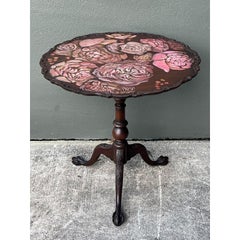 Vintage Hand Painted Pie Crust Side Table