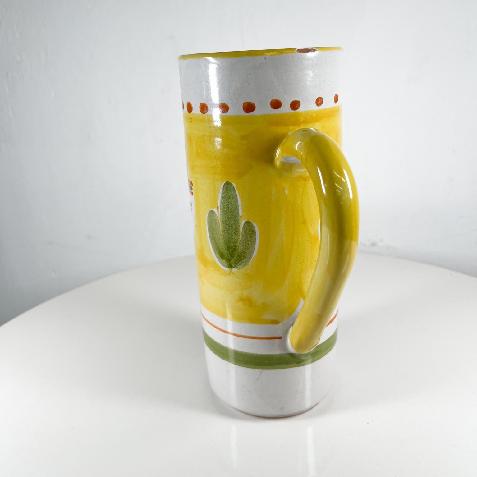 Pottery Vintage Hand Painted Pitcher with Chicken Yellow & Green Italy