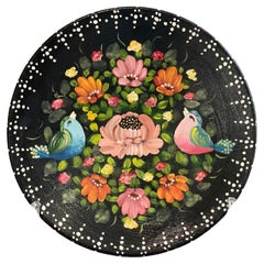 Used Hand Painted Plate, Decorative Ceramic Bird and Flower Wall Decoration