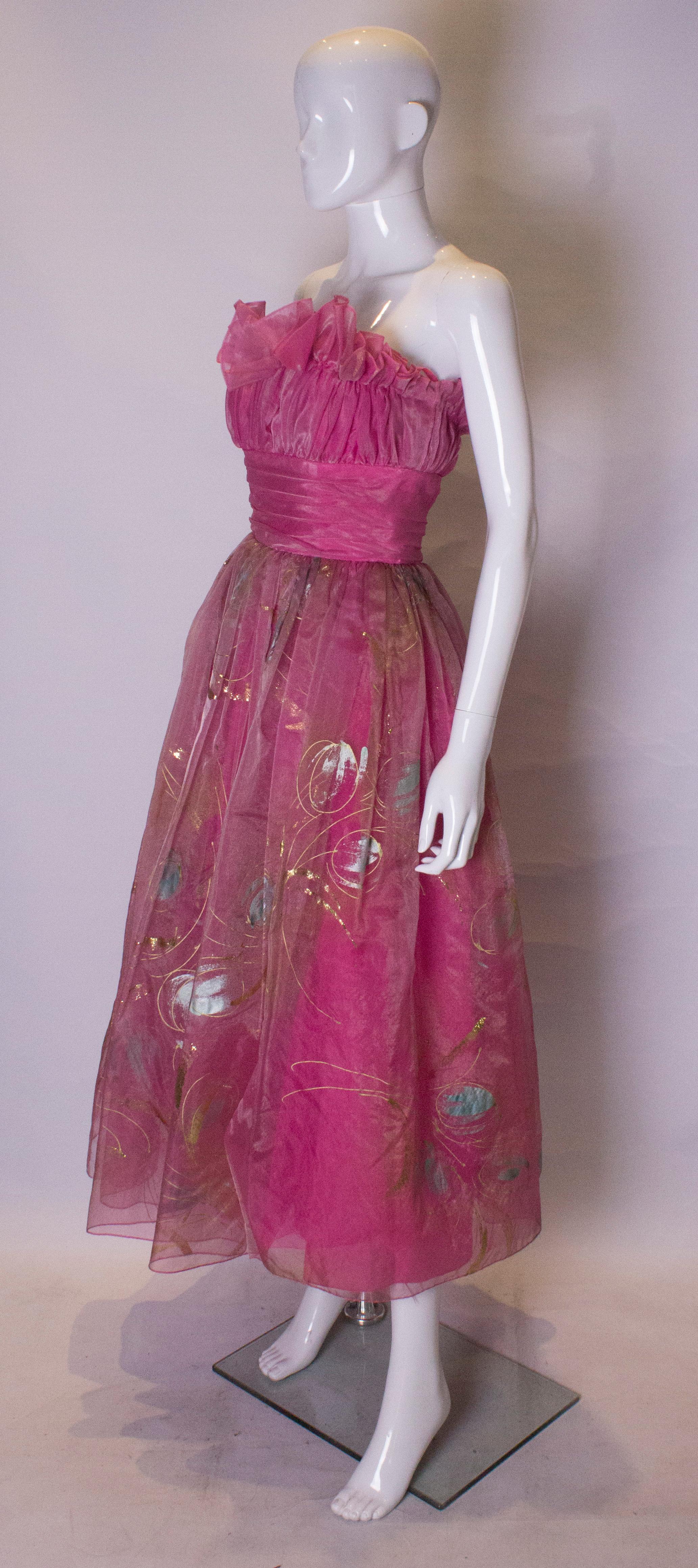 Vintage Hand Painted Prom Dress (Pink)