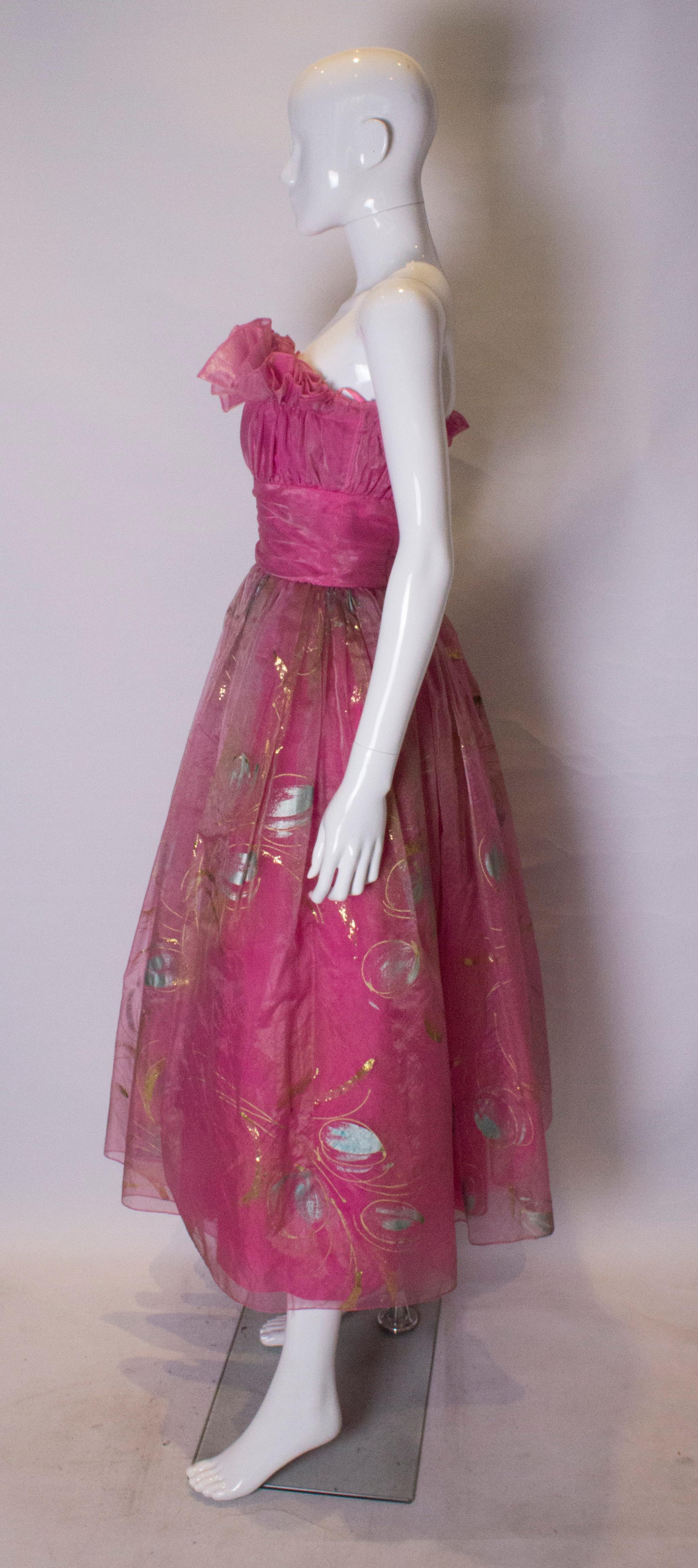 Vintage Hand Painted Prom Dress im Zustand „Gut“ in London, GB