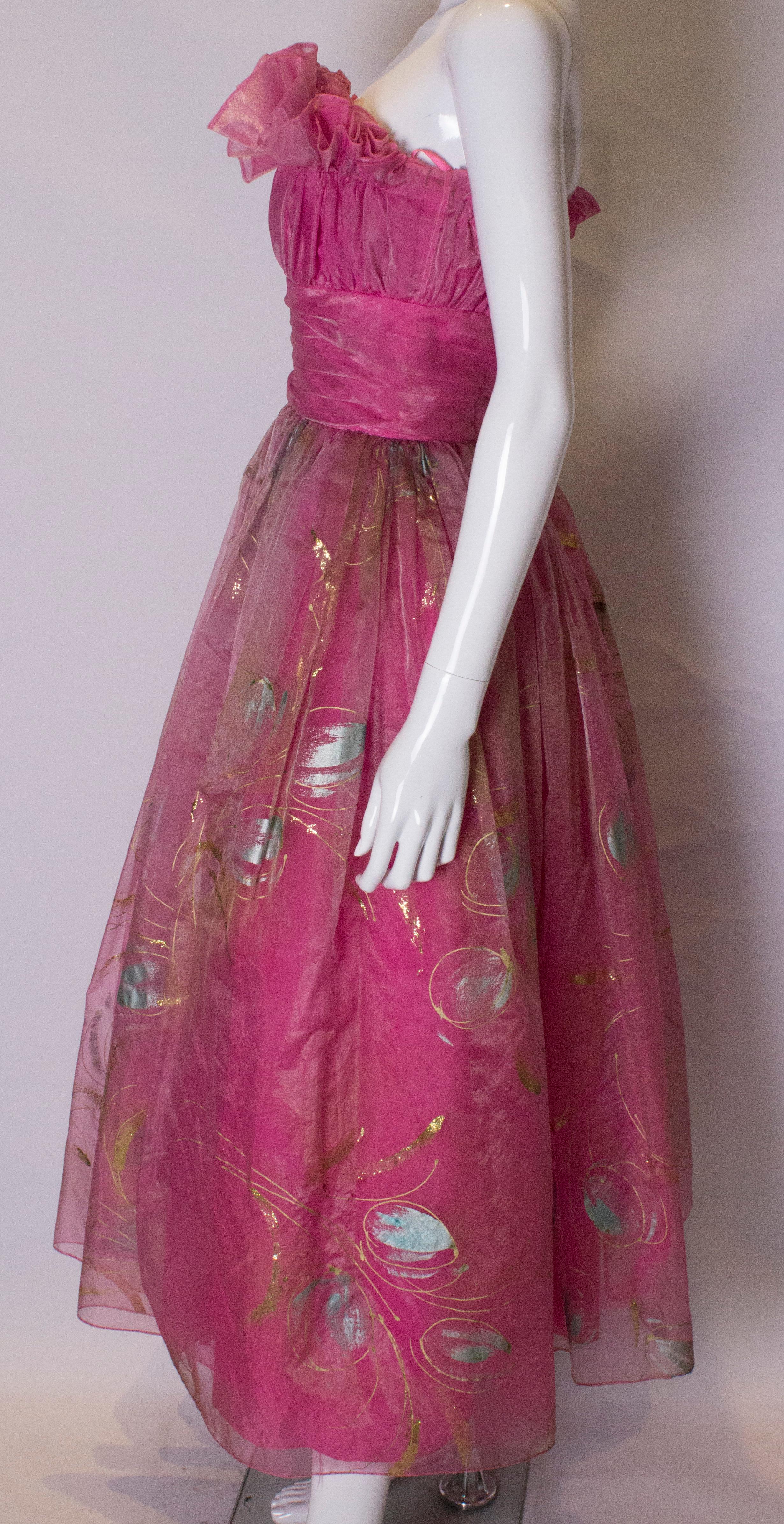 Vintage Hand Painted Prom Dress Damen