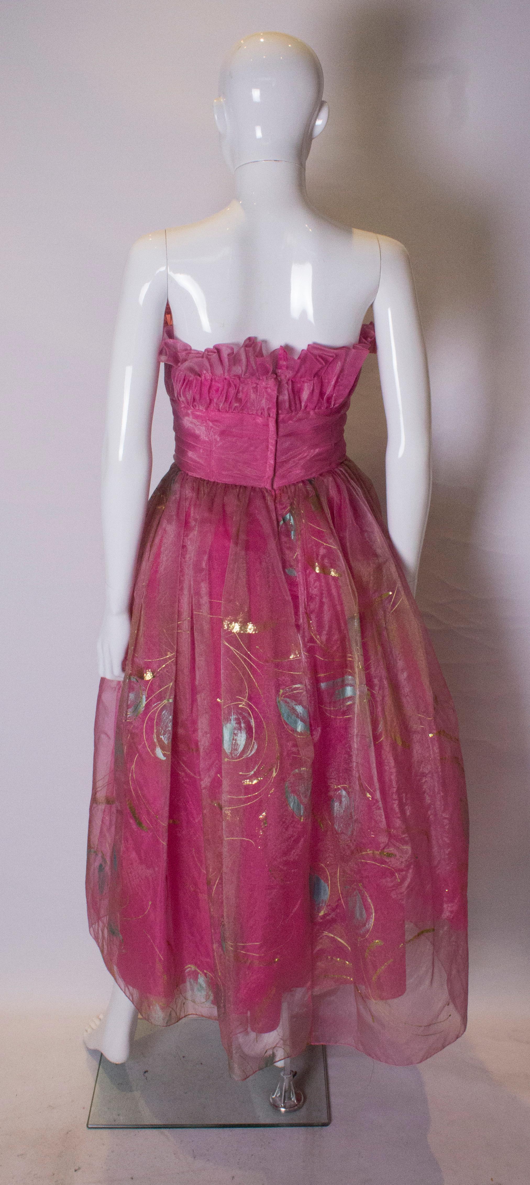 Pink Vintage Hand Painted Prom Dress
