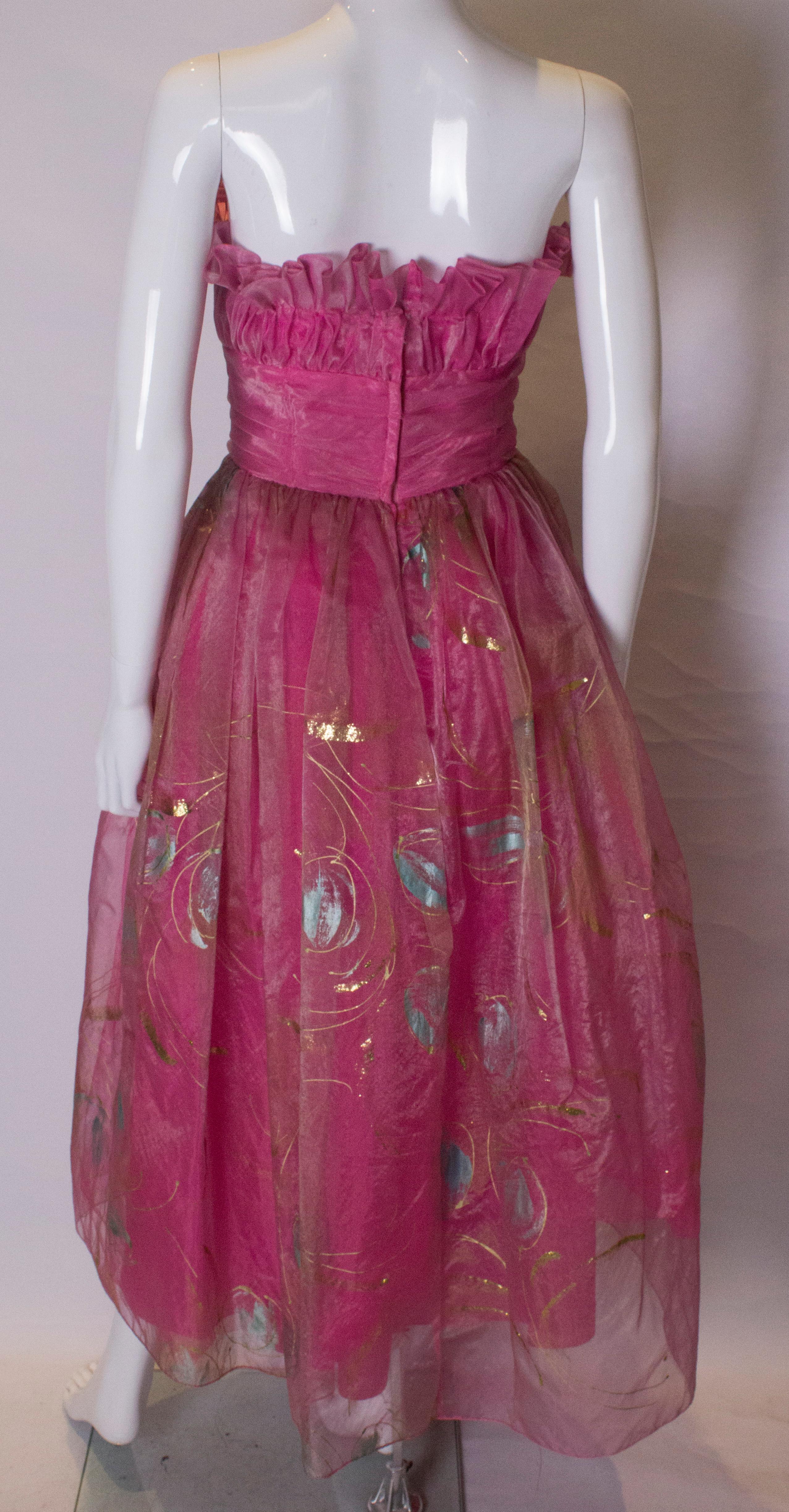 Vintage Hand Painted Prom Dress In Good Condition In London, GB