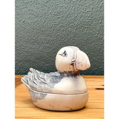 Vintage Hand Painted Puffin Ring Box