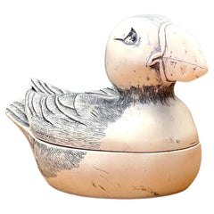 Vintage Hand Painted Puffin Ring Box