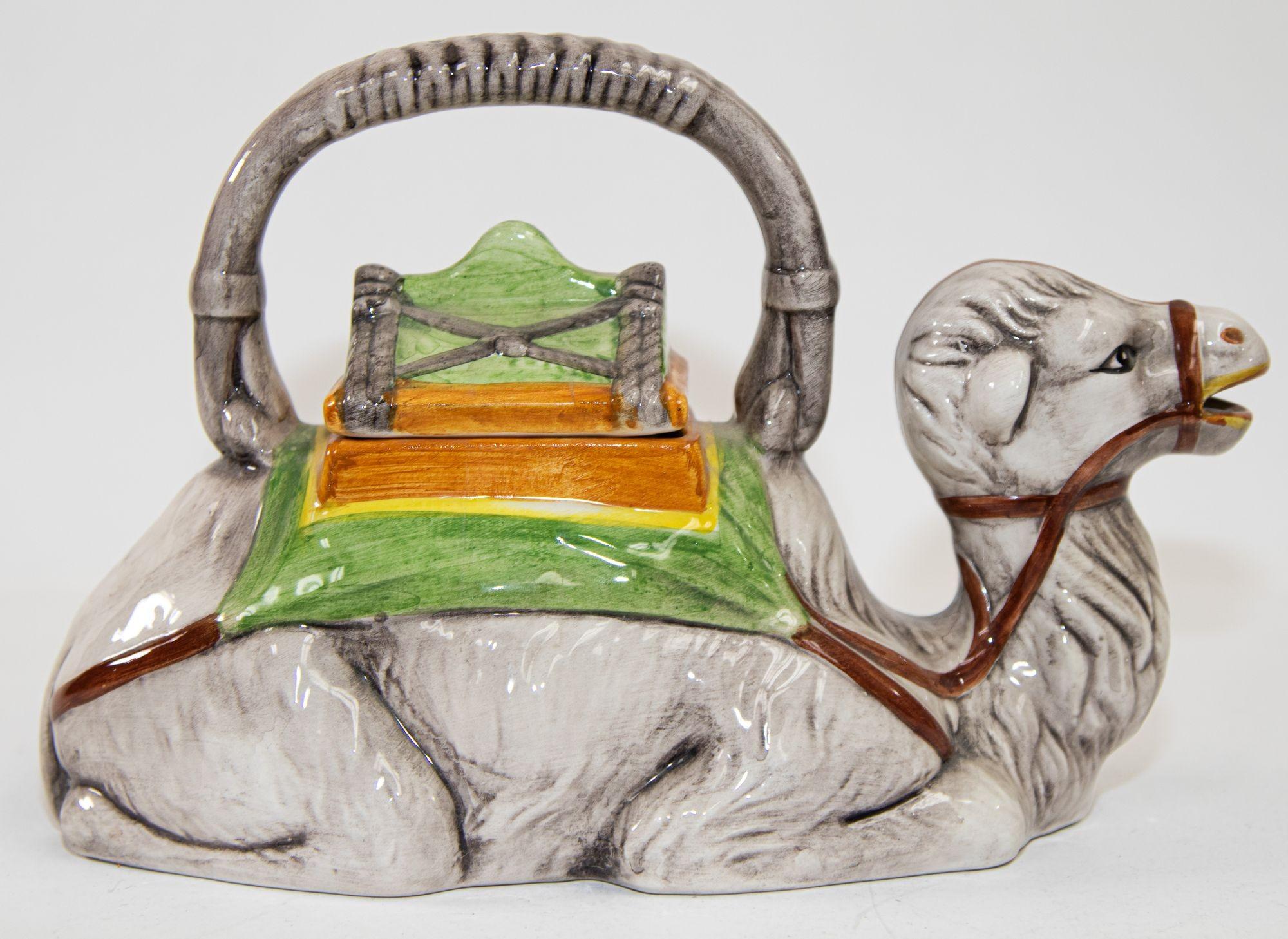 Ceramic Vintage Hand Painted Resting Camel Porcelain Tea Pot For Sale