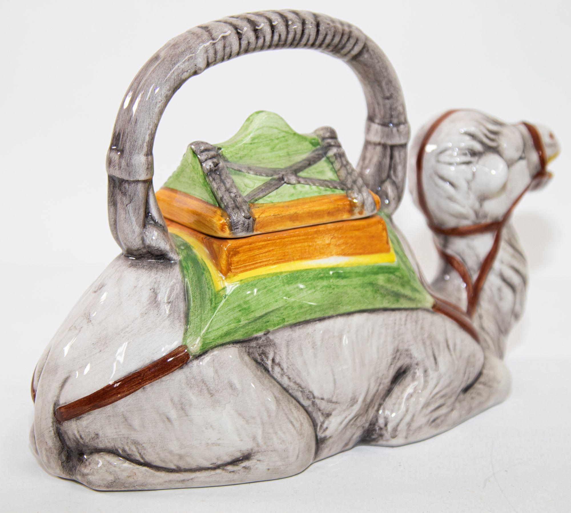 Vintage Hand Painted Resting Camel Porcelain Tea Pot For Sale 5