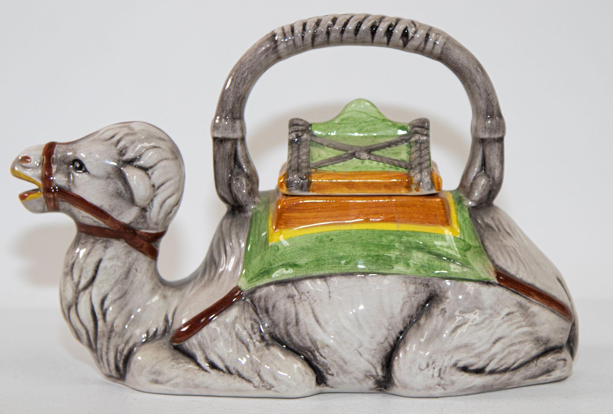 Vintage Hand Painted Resting Camel Porcelain Tea Pot For Sale 6